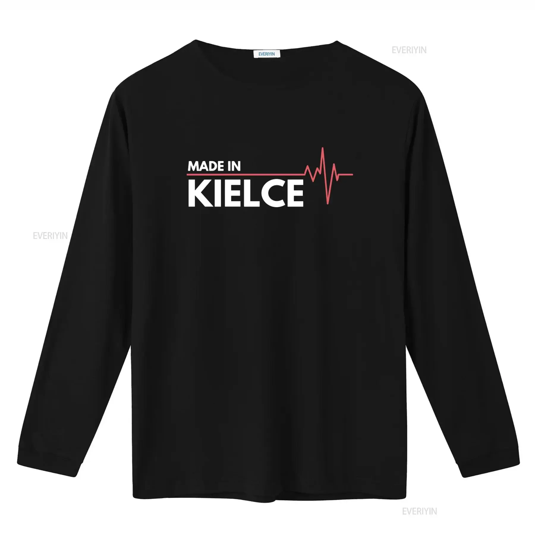 Made In Kielce Place Of Birth Polih Poland Classic Fit T Shirt Unique Design with Heartbeat Line vintage Washed Comfortable