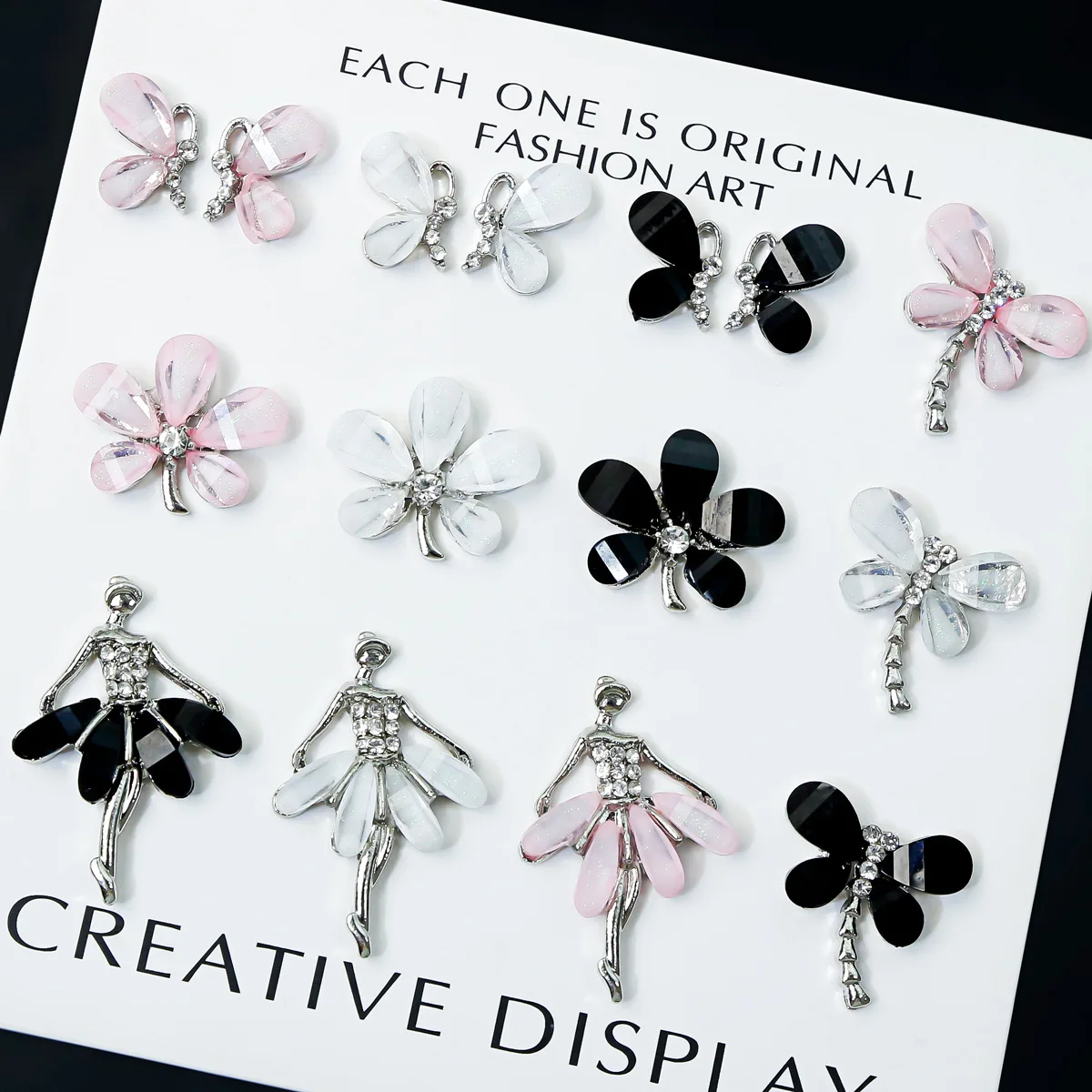 10PCS Ballet Girls Nail Art Charms Flower Butterfly Dragonfly Accessories For Nails Decoration Supplies Manicure Decor Materials