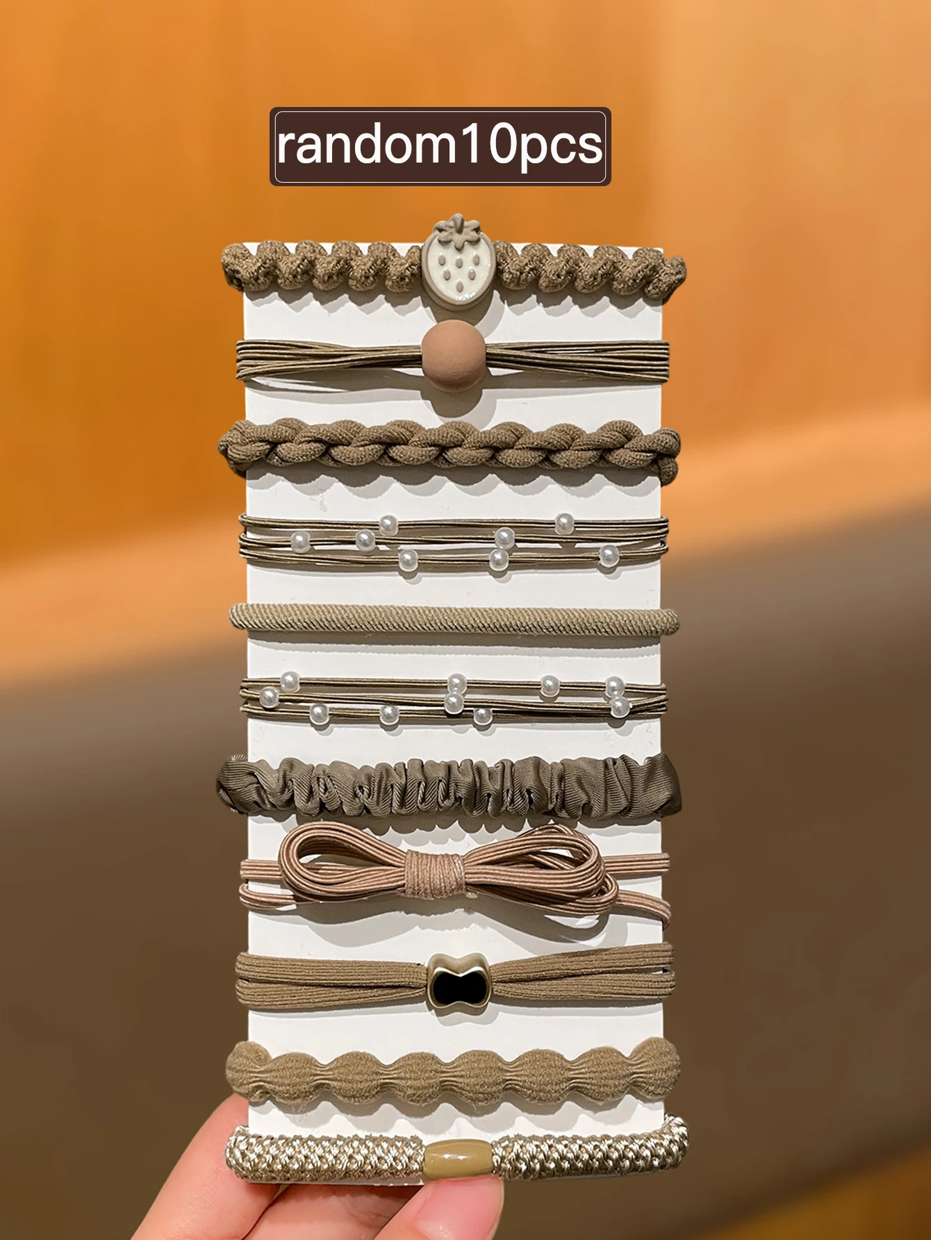 랜덤 10개 여성 스타일, 나이를 줄여주는 다용도, 높은 포니테일 머리끈, 일상 사용에 적합, 여성 헤어 액세서리