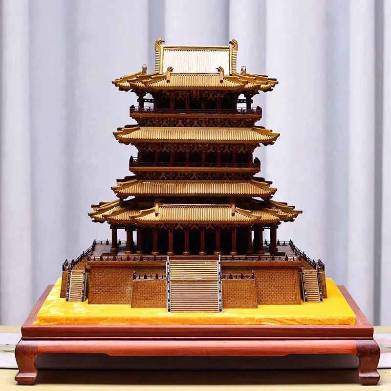 Golden Canary Crane Mortise and Tenon Structure Architectural Model Yellow Crane Tower Mahogany Crafts Ornament Gifts