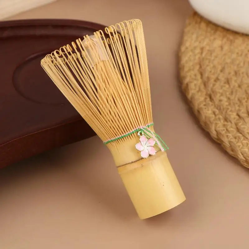 Japanese Ceremony Bamboo Chasen Matcha Green Tea Powder Whisk Tea Brush Kitchen Accessories Tea Tool With Cherry Blossom Pendant