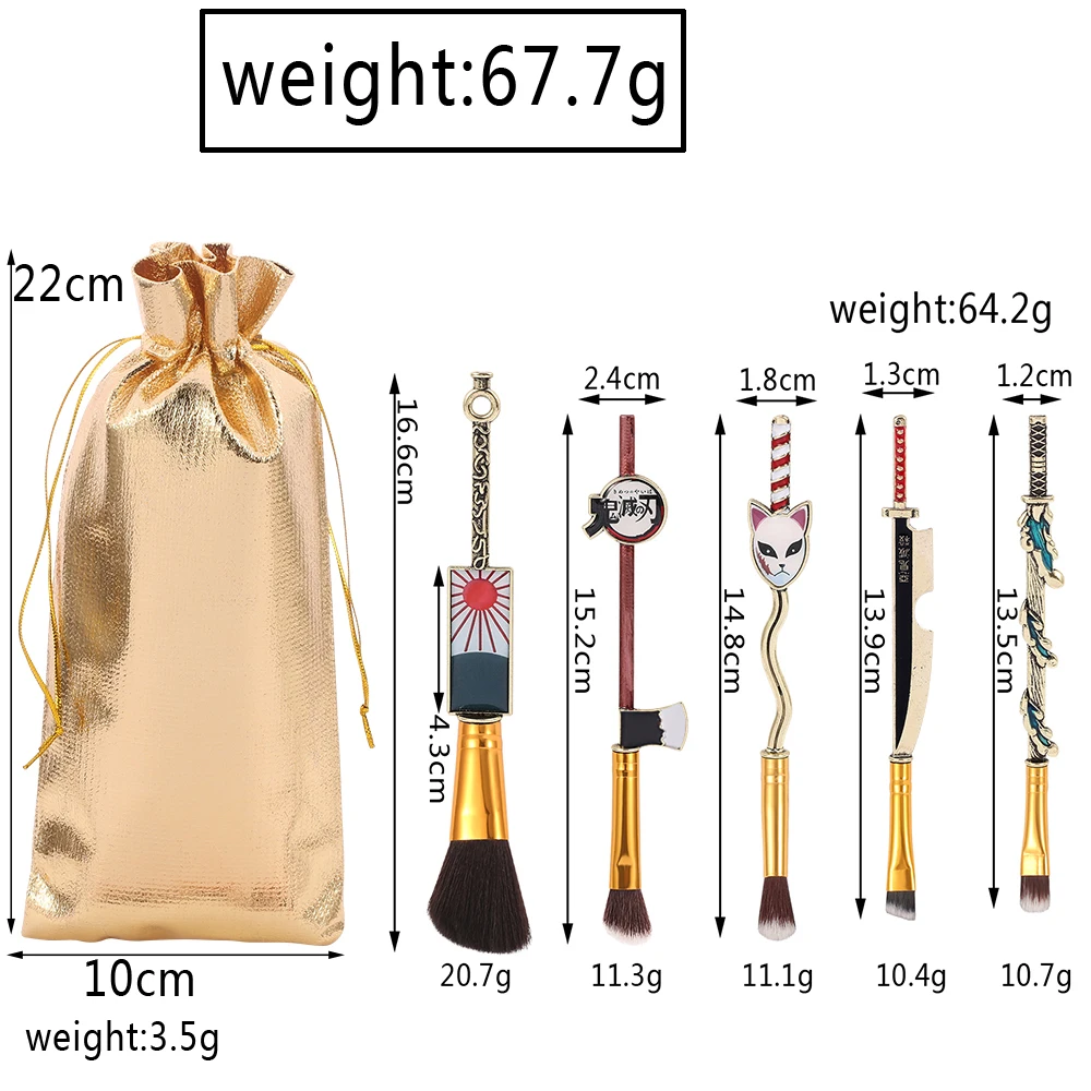 Anime Demon Slayer คอสเพลย์ 5 ชิ้นชุดแปรงแต่งหน้า Face เครื่องสําอางค์ Eyebrow อายแชโดว์ s เครื่องประดับอุปกรณ์เสริม