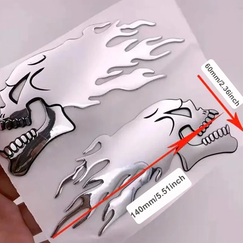 Car Motorcycle Sticker 3D Flame Ghost Skull Head Emblem Decals Auto Styling Decoration Decals Auto Exterior Decor Accessories