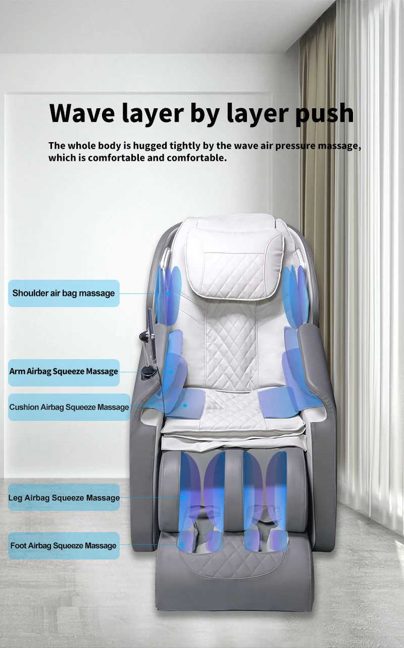 OEM Logo Ai Smart 4D Luxury Shiatsu Airbag Zero Gravity Hot Compress Massage Chair New Design Large Volume Foldable Portable