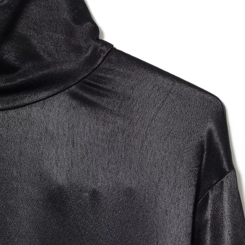 HKSH Spring Autumn New Women's Dress Turtleneck Pullover Long Sleeves Irregular Hem Oversized Elegant Ins Casual Dresses HK15804