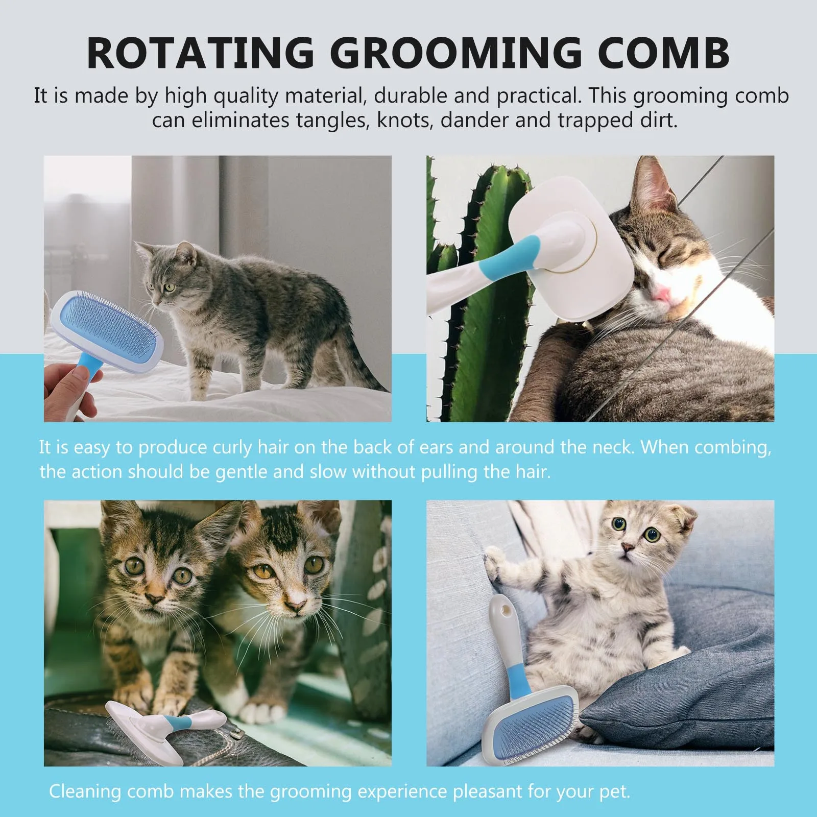 

1Pcs Pet Massage Needle Comb Ergonomic Handle for Cats Dogs Detangling Grooming Tool Hair Removal Cleaning Brush for Long Short