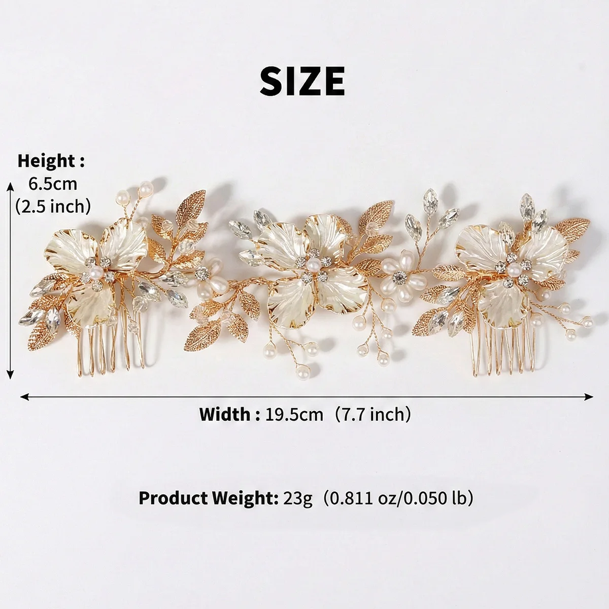 Latest Gold Handmade Pearl Flower Hair Comb Beautiful Rhinestone Hair Clip Bridal Headdress Wedding Accessories image 6