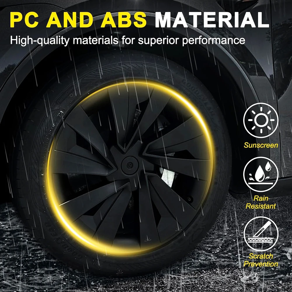 4PCS 19-Inch Wheel Cover for Tesla New Model Y Juniper Performance Hub Caps Crossflow Tire Hubcaps Full Rims Accessories 2025-26