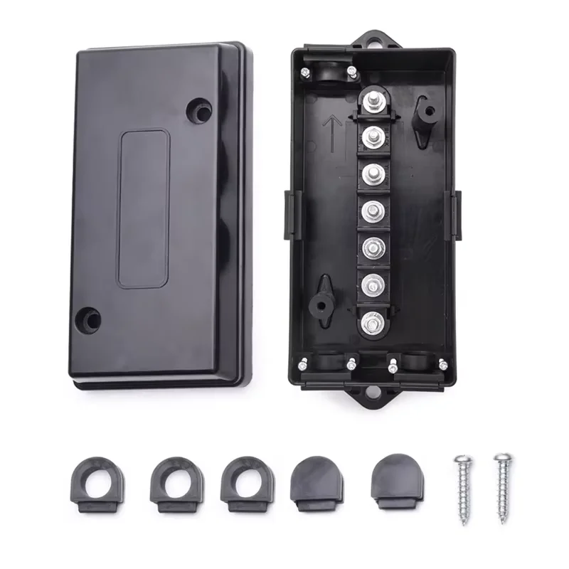 MICTUNING 50 Amp 7-Way Waterproof Trailer Wiring Junction Box – Labeled Connections for RV Truck & Outdoor Camper Trailer Wire