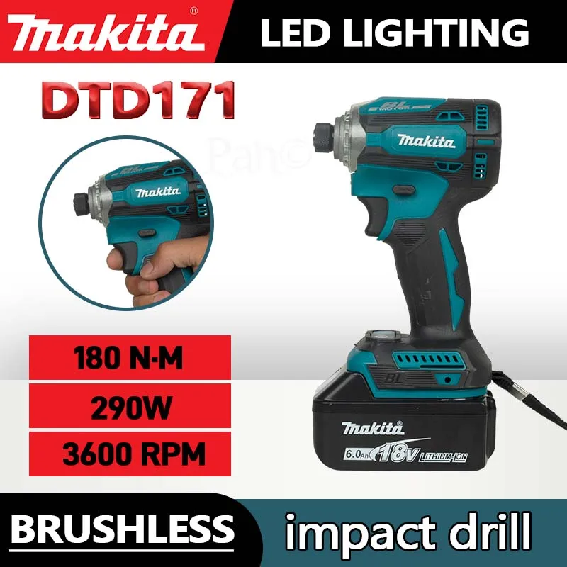 Makita new brushless impact screwdriver 18v high torque long battery life Brushless impact screwdriver power tool DTD 171