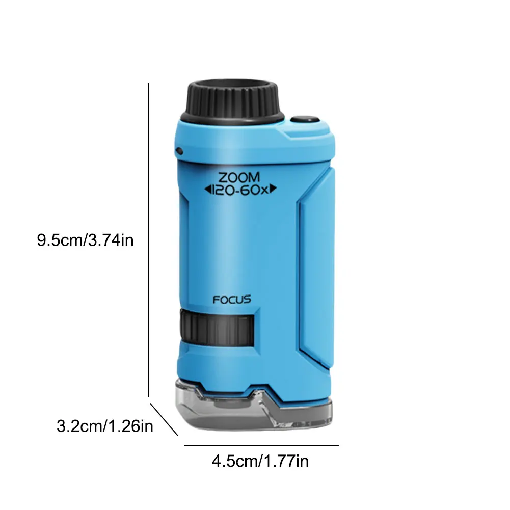 Nieuwe 60x-120x Handheld Microscoop LED Verlichte Educatief Pocket Microscoop Wetenschap Speelgoed Outdoor Kinderen Stem Speelgoed voor kinderen