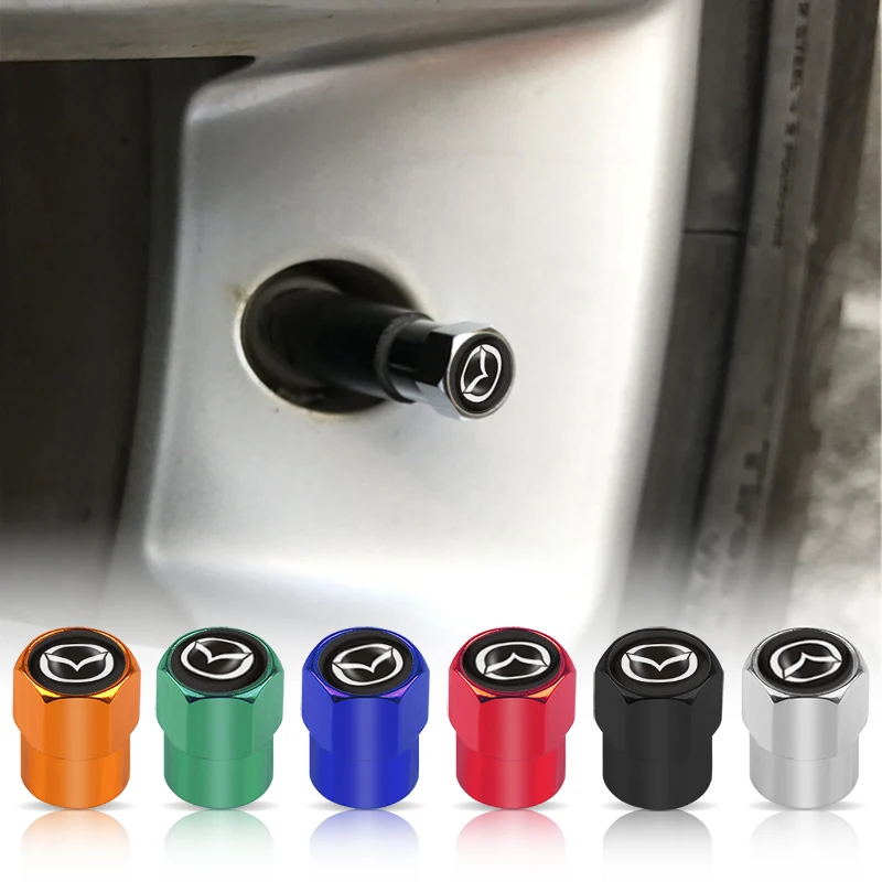 4pcs Car Wheel Tire Valve Caps Stem Case Logo Styling For Mazda Speed MS 2 3 5 6 7 RX8 Axela Atenza CX3 CX4 CX5 CX8 Accessories