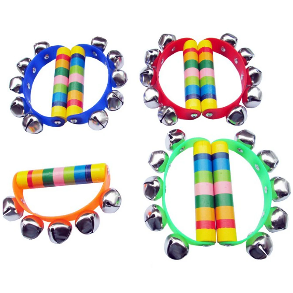 

5pcs H Bell Jingle Sleigh Music Instrument Kids Stainless Steel Bells Educational Toys Rhythm Coated Wood Safe Premium