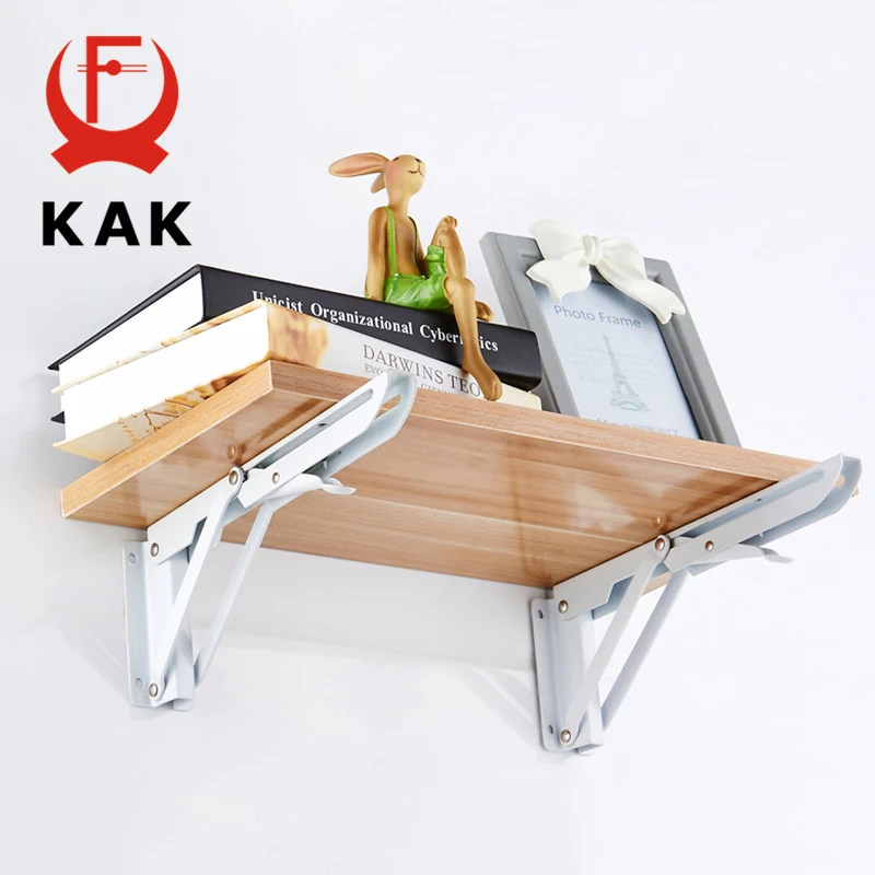 KAK 2PCS Triangle Bracket Heavy Folding Shelf Support 65KG Adjustable Wall Mounted Bench Table Shelf Bracket Furniture Hardware