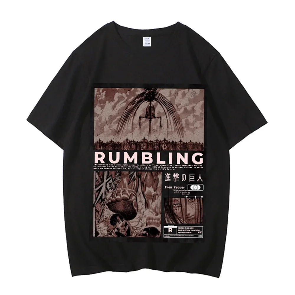 Shingeki No Kyojin cotton t shirt teen Punk Y2k 80s korean clothes hip hop University t shirt Psychedelic University women