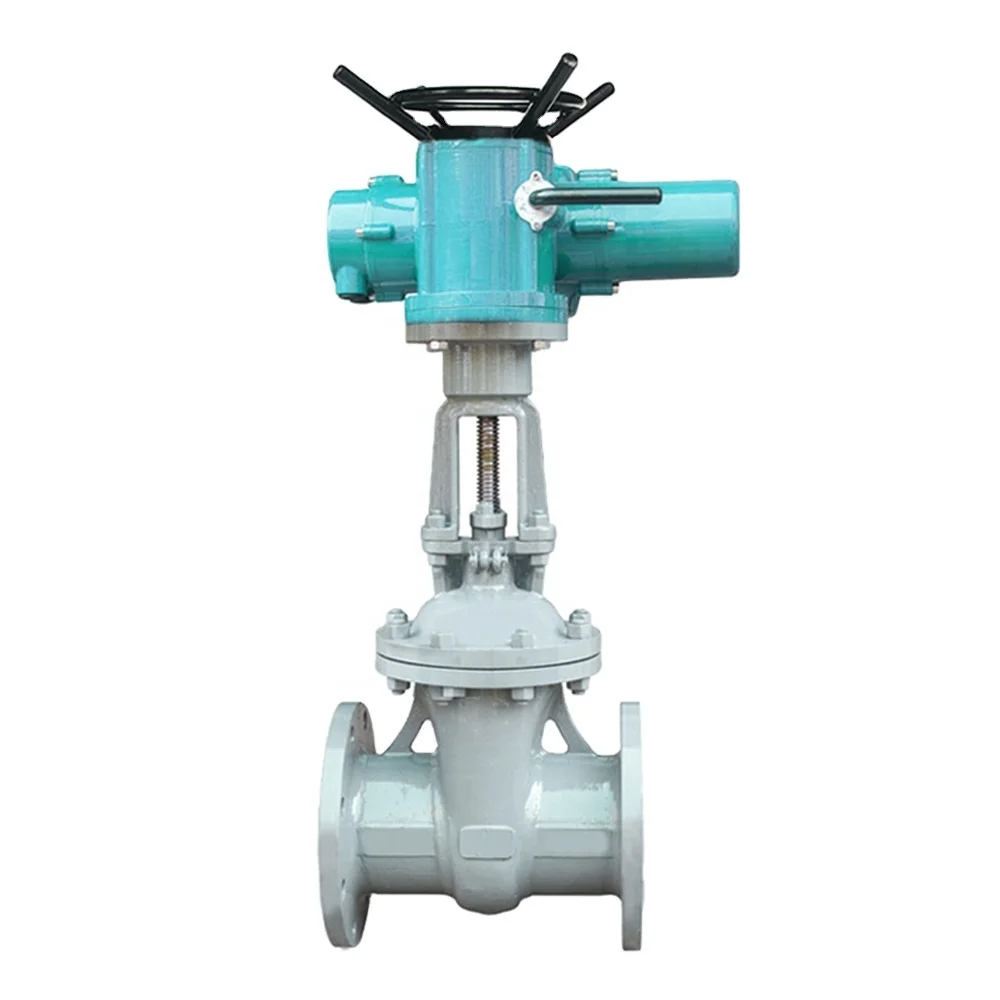 วาล์วประตูแบบมีมอเตอร์กันระเบิด TLF DKV ทำจากเหล็กกล้าคาร์บอน WCB พร้อมหน้าแปลน ควบคุมด้วยมอเตอร์