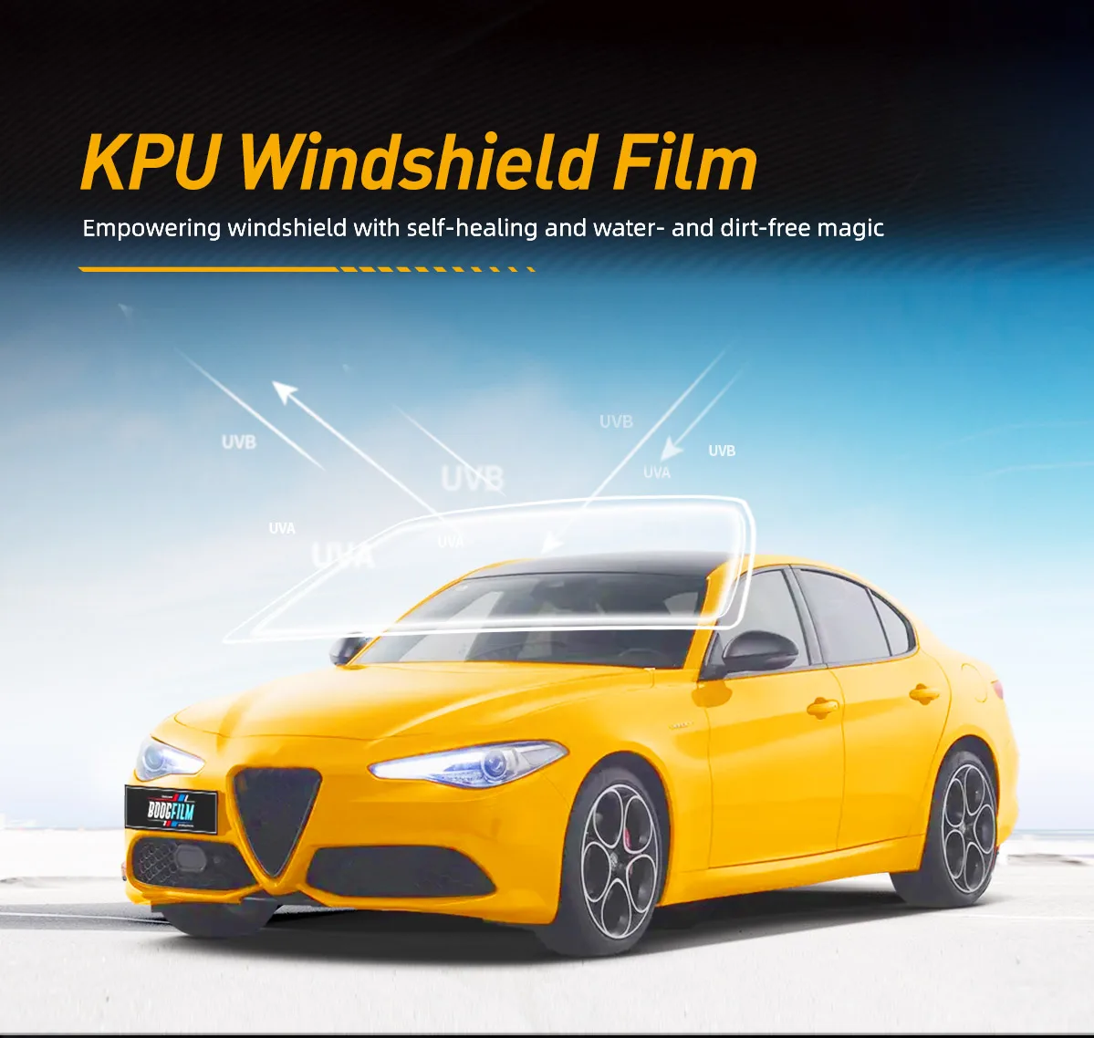 BOOGFILM KPU Substrate UV Proof Armored WindScreen Windshield Protection Film Self-Repairing in Seconds KPU Glass Shield for Car