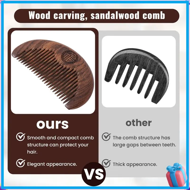 

Расческа для ухода за волосами со скидкой, антистатическая расческа ручной работы из натурального дерева, деревянная резная расческа из сандалового дерева, карманная расческа, массажная расческа, расческа для волос