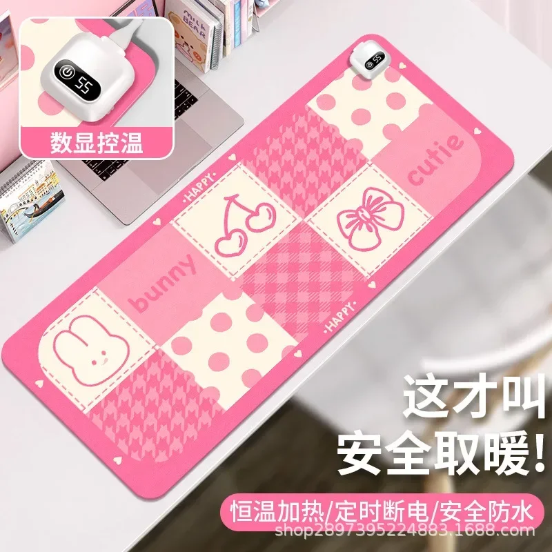 DurableHeated Mouse Pad Large Office Desktop Shortcut Heating Pad Student Dormitory Timed Waterproof Warm Table Pad
