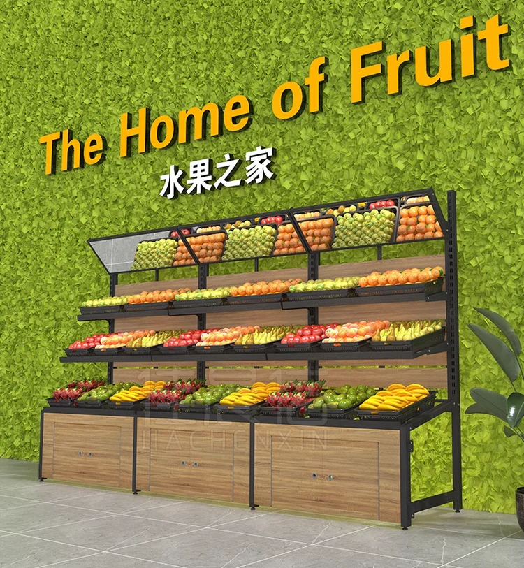 Supermarket fruit and vegetable shelves, fruit shops, vegetable shops, vegetable shelves, island shelves