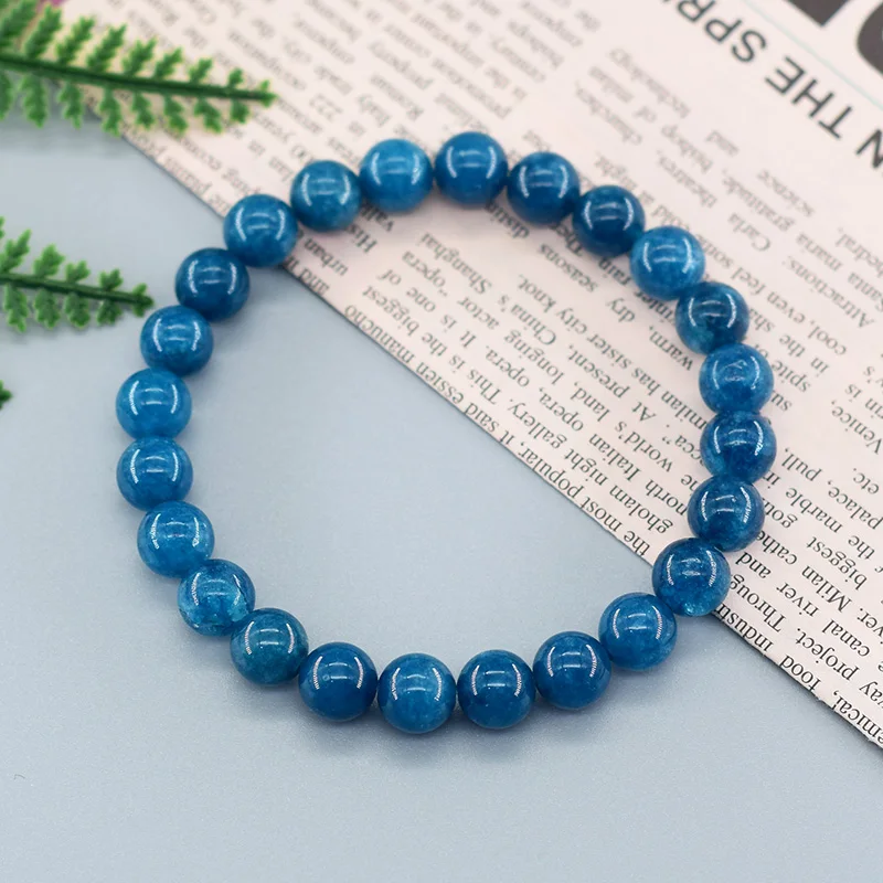 Original Reiki Blue Apatite Beads Bracelet Men Women Natural Stone Beads Jewelry Blood Circulation Stimulate Enthusiasm Health