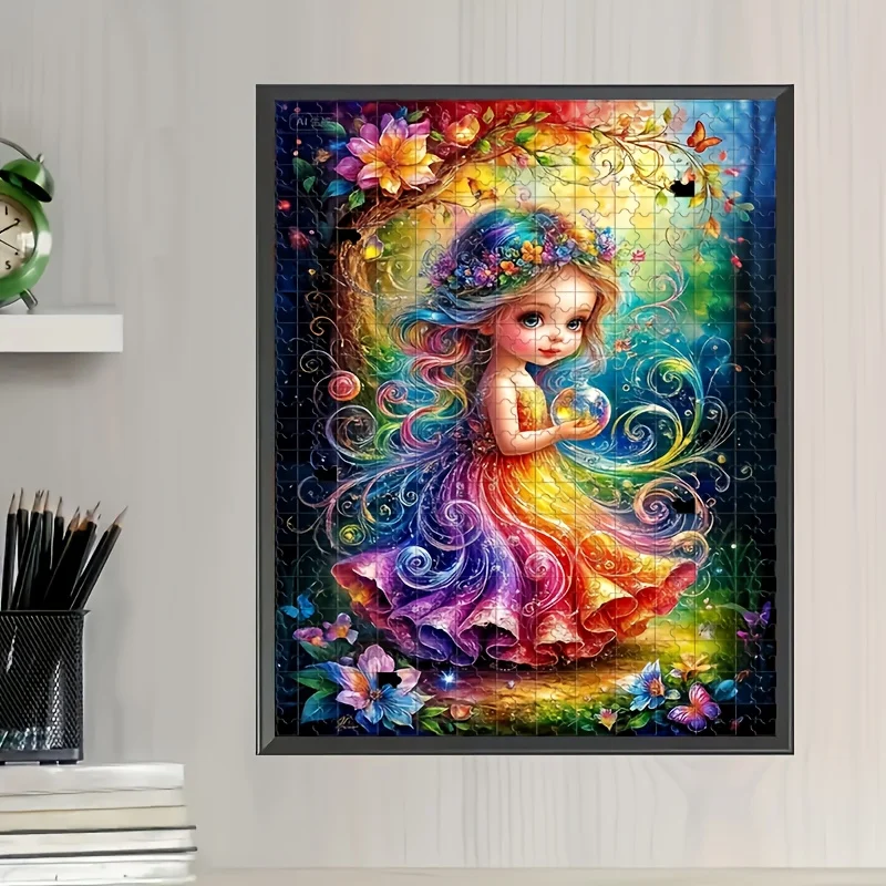 1000피스 마법의 요정 소녀 직소 퍼즐, 빛나는 요정과 꽃밭 - 어른과 가족을 위한 도전적인 대형 직소 퍼즐