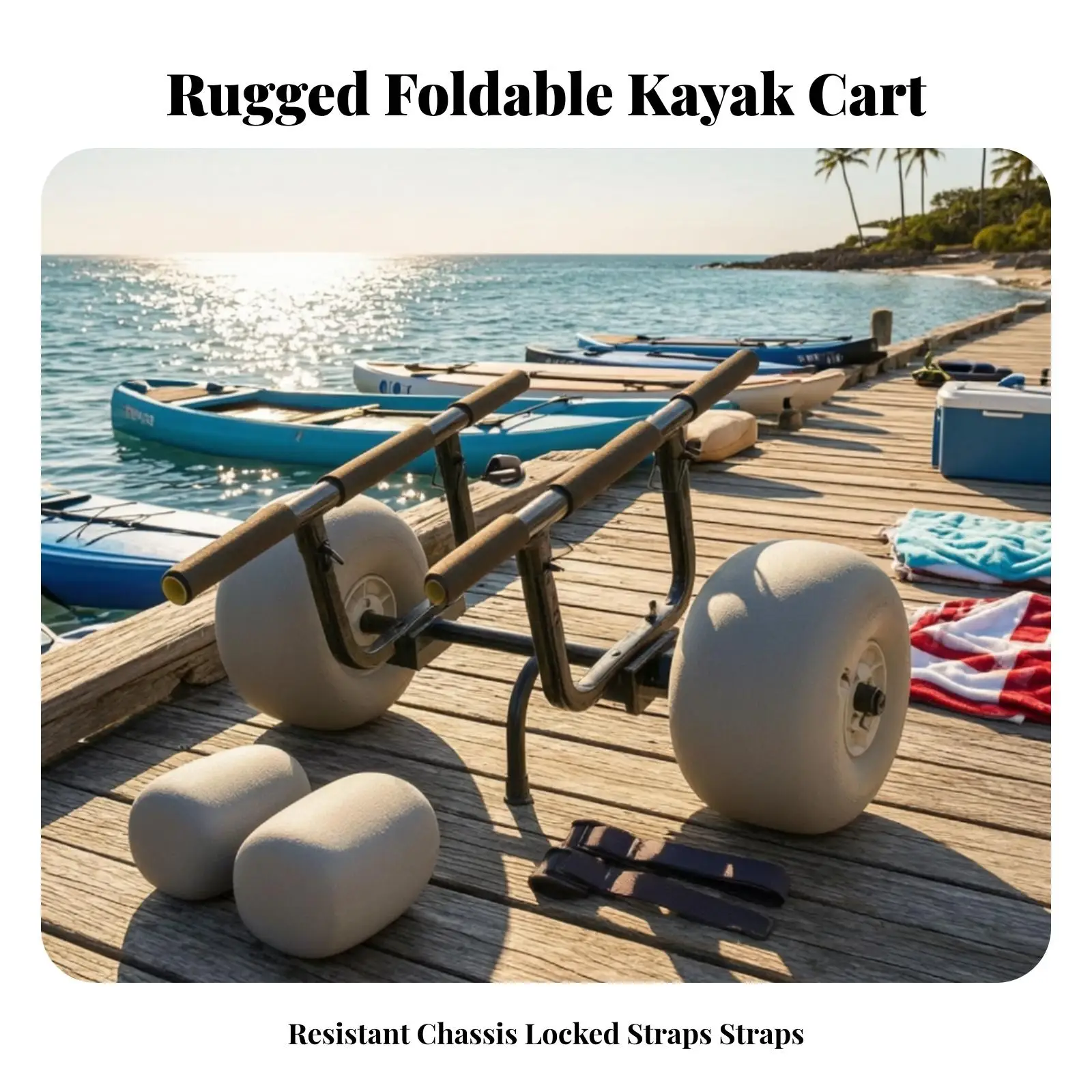 Kayak Cart with Balloon Wheels | Rotating Support Foot, Paddleboard Transport Cart, for Beach