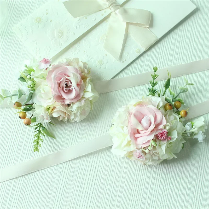 Lovegrace, boutonnieres y ramillete de muñeca para boda para mujer, planta verde, flores de mano, flor de muñeca para novia, accesorio para ramo de novia rosa