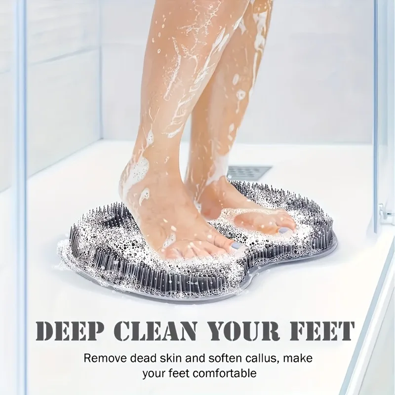 Suction Cup Foot Cleaner Brush, Non-Slip Hypoallergenic Shower Foot Massager & Exfoliating Scrubber for Bathroom