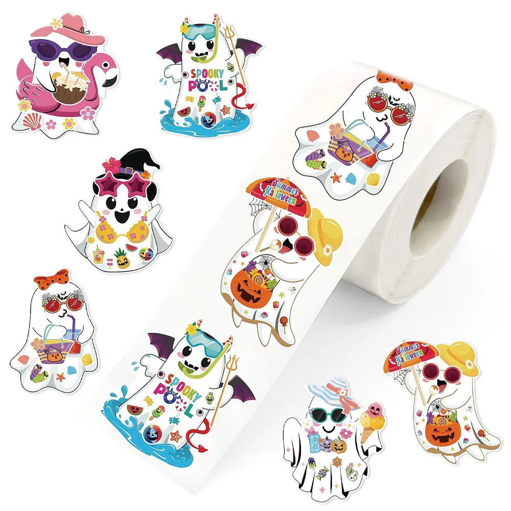 500pcs Roll Stickers Halloween Cute Ghost Stickers Graffiti Stickers DIY Phone Guitar Laptop Notebook Suitcase Cup Waterproof