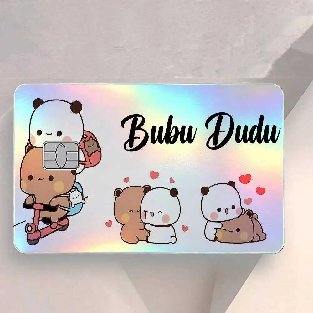 Bubu And Dudu Cute 4Pcs/Set Holographic Laser Credit Card Stickers Iridescent Waterproo Fits All Standard Bank Cards