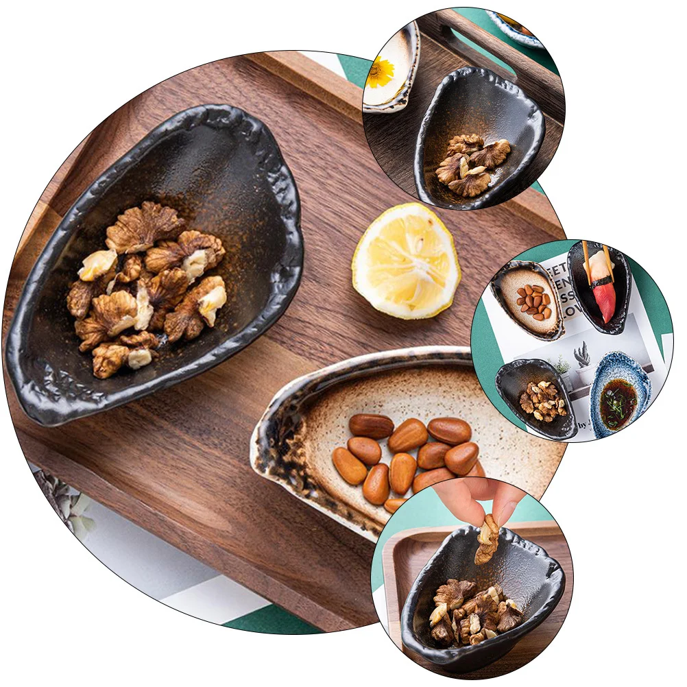 

1Pcs Soy Sauce Dish Ceramic Storage Plate Smooth Surface Thickened Edge Nonslip Bottom Compact Shell Shape Design Exquisite