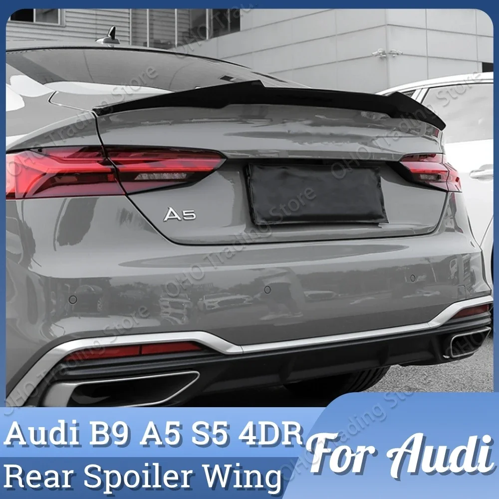 Spoiler Wing Carbon Fiber Look Tuning for Audi B9 A5 S5 4 Doors 2017 2018 2019 2020 2021 2022 2023 Car Rear Tail Trunk Spoiler