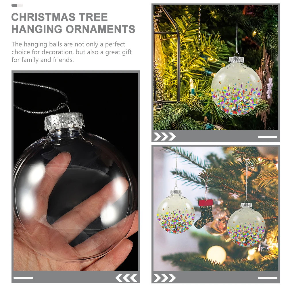 

36 Pcs Transparent Flat Balls Christmas Tree naments 6cm Large Diameter Hanging Decor Xmas Party Supplies DIY Pendants Plastic