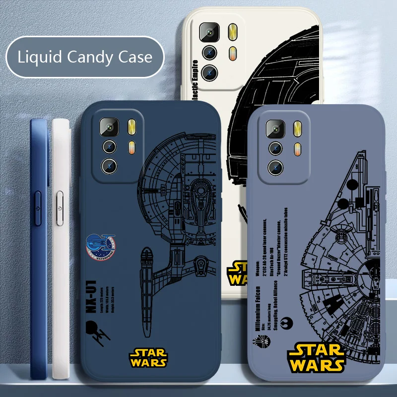 Star Wars Spaceship Phone Case For Xiaomi Redmi Note 11T 11 11S 10T 10 9T 9S 9 8T 8 7 6 5 Pro Liquid Rope Funda Cover Soft Back