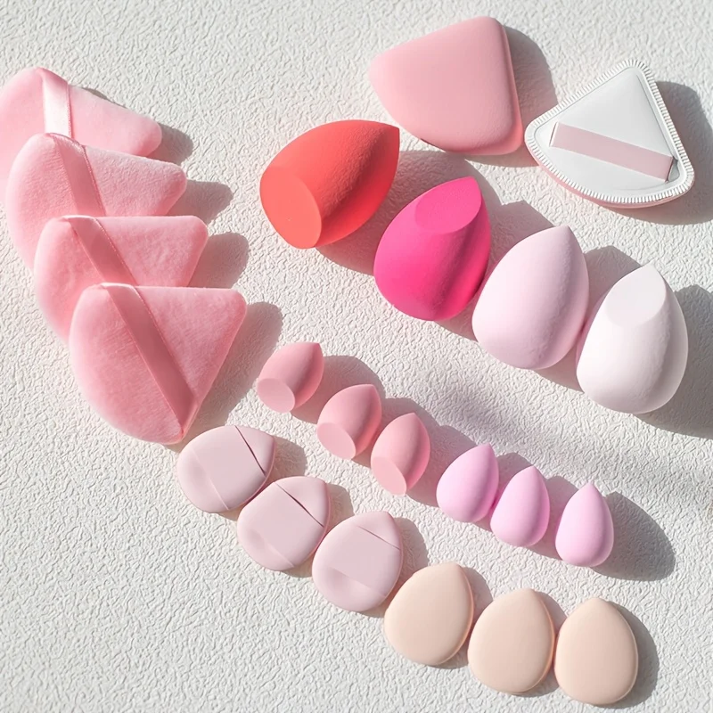 مجموعة إسفنجة مكياج نباتية مكونة من 22 قطعة - 4 منتفخة لبودرة و6 صغيرة و4 مقاس XL و6 خلاطات أصابع |   مجموعة السفر الاحترافية لجميع أنواع البشرة خالية من اللاتكس