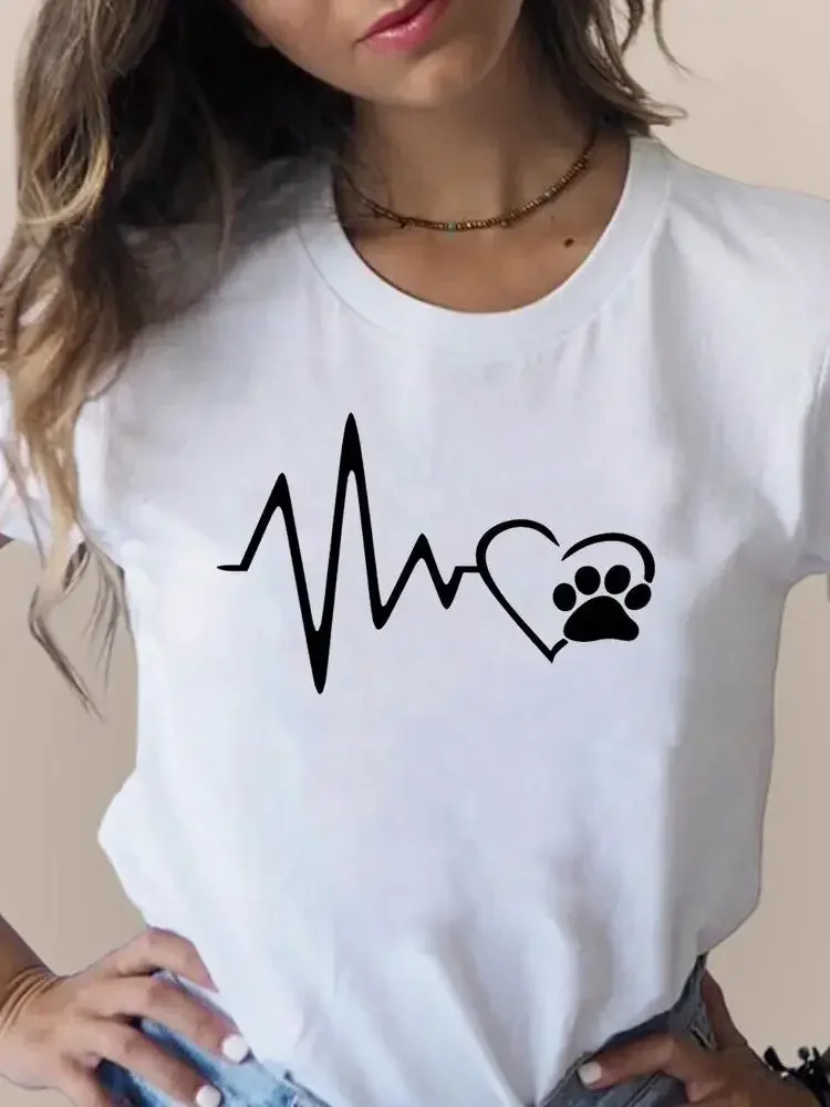 T-shirt imprimé à manches courtes pour femmes, vêtements pour femmes, chat, animal de compagnie drôle, animal mignon, t-shirt graphique pour dames, mode estivale