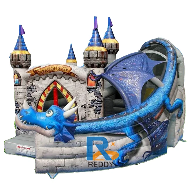 Casa inflable de rebote de dragón personalizada con tobogán divertido castillo inflable para niños