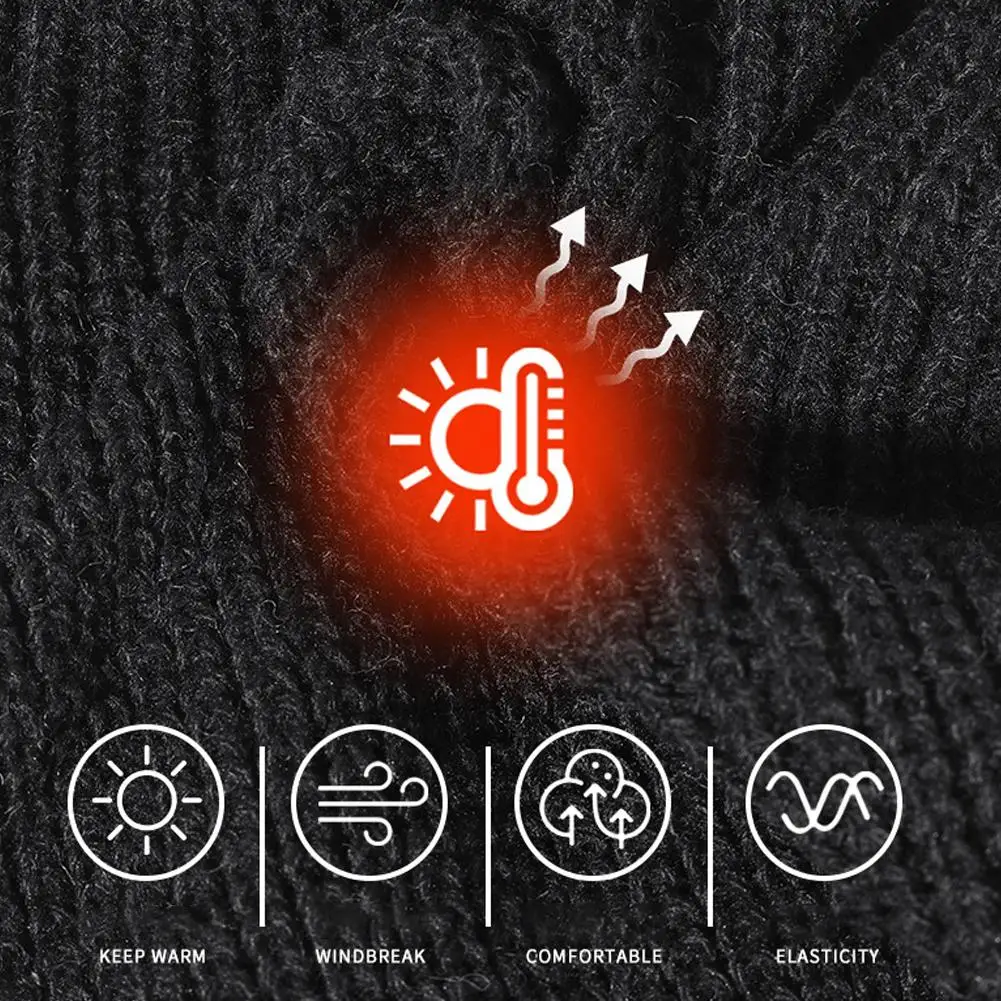 Winter Balaclava Hat Outdoors Knitted Full Beanies Cap Skiing Black Cycling Plush Sport Men Masks Women Cold-proof Knitted O7D2