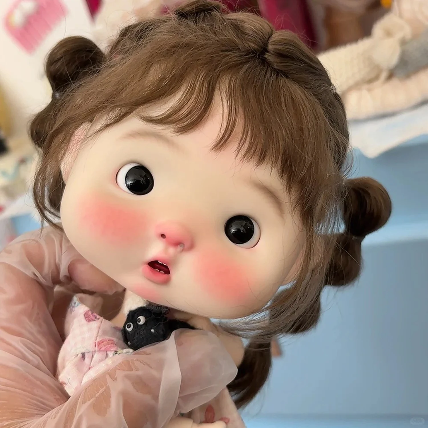 الطلب المسبق Kawaii Ponyo أنيمي 1/8 BJD دمية السمين الوجه Dopey لطيف التعبير كبير رئيس نحت الراتنج الفن الشكل غير ملابس