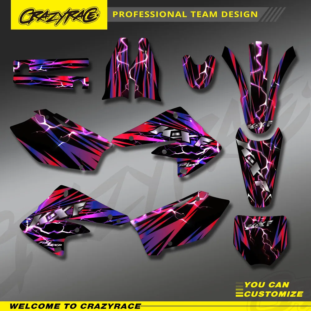 Motorcycle Backgrounds & Graphics Decals Stickers Kits For Kawasaki KX250F KXF250  KXF250 2004 2005 KX 250F Customize Protector