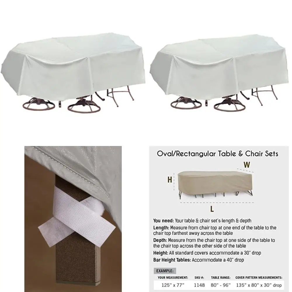 

Weatherproof Patio Table and Highback Chair Cover, 80x96 Inches, Suitable for Oval/Rectangle Tables, Gray