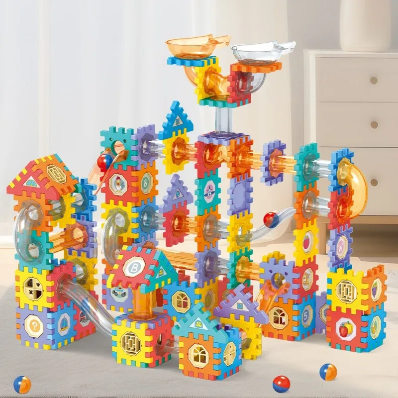 

Slide ball building block children assemble and build slide marble educational toy gifts