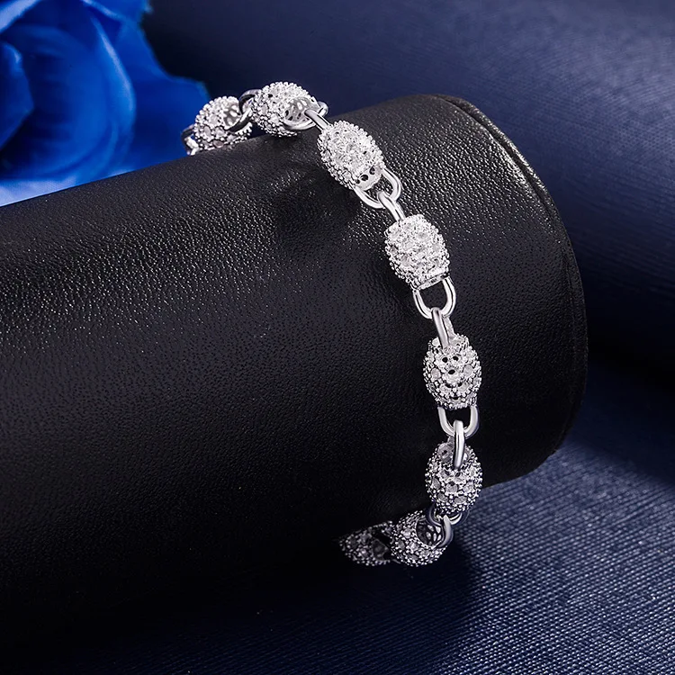 New S925 Sterling Silver Hollow Bracelets for Women Korean Fashion Hollow Carved Olive Bead Bracelet Party Wedding Jewelry Gifts