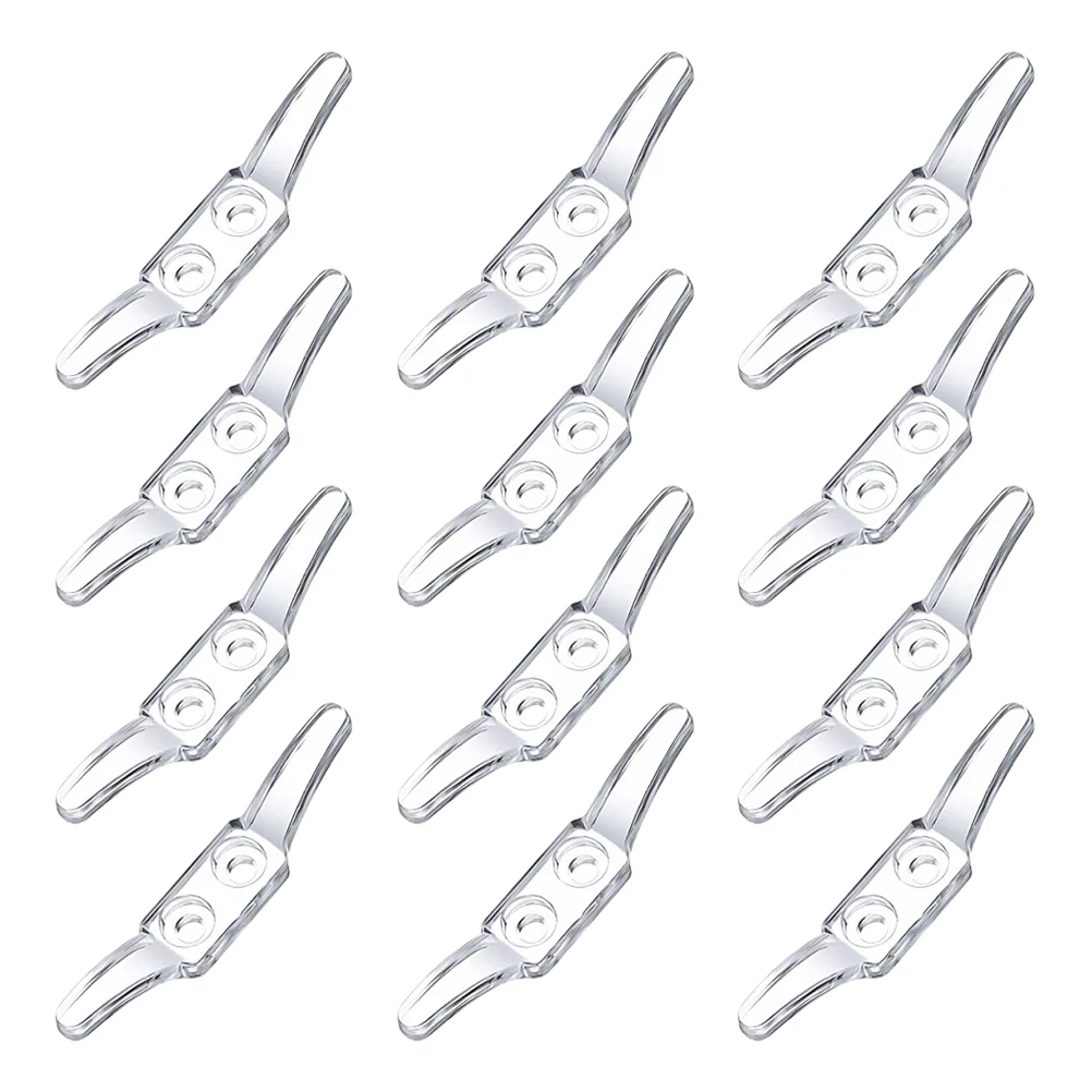 

12 Pcs Double Hole Positioning Hook Curtain Hooks Roman Roller Blinds Drawcord Positor Acrylic Retainer