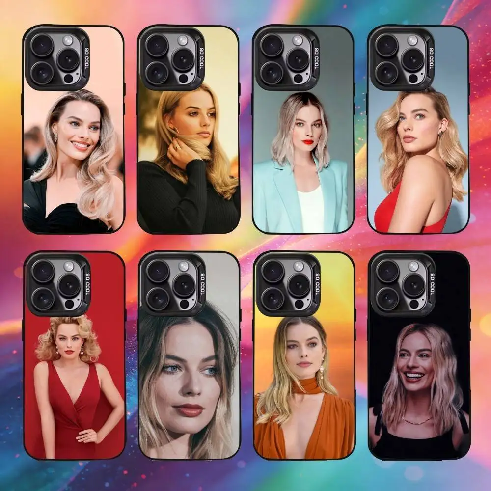 

M-Margot R-Robbie Actor Phone Case For iPhone17, 16,15,14,13,12 Pro Max Black Candy Matte Shockproof Cover