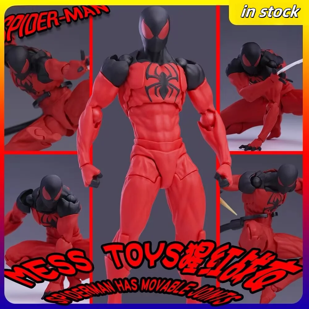 

In Stock Mess Toys Spider Man Symbiote Kaine Messtoys Spiderman Red Andblack Suit Spider Anime Action Figure Gift Toys