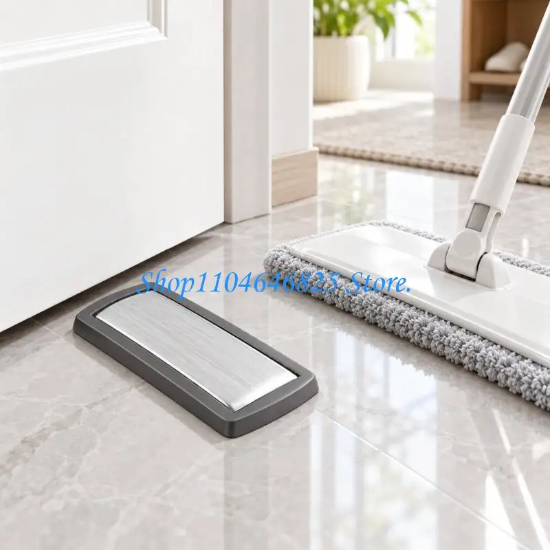 Floor-Mounted Door Stop with Close-to-Ground Placement to Secure Interior, or Cabinet Door Open Positions