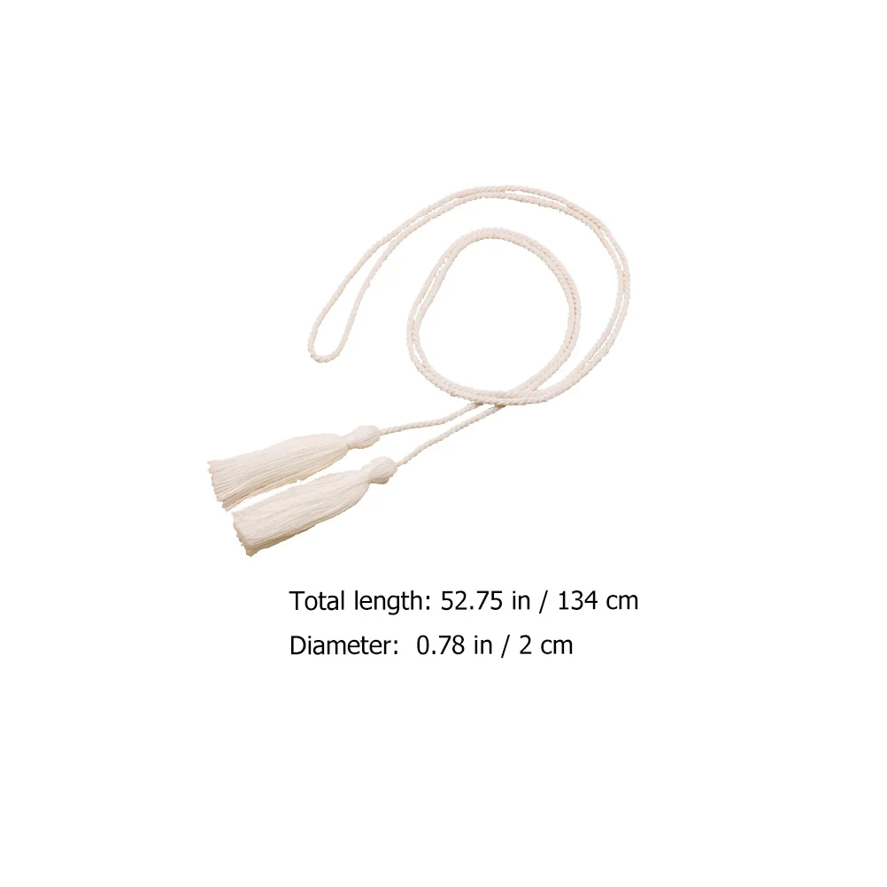 

20 Pcs White Cotton Fringe Tassel Rope Tie Back H Woven Decorative Accessories for Curtain Bottle Door Hanger Wall Cradle