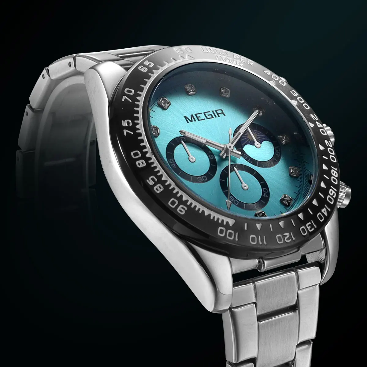 MEGIR Luxury Sports Watch for Men Fashion Water Resistant Quartz Wristwatch with Silicone/Steel Band Luminous Hands